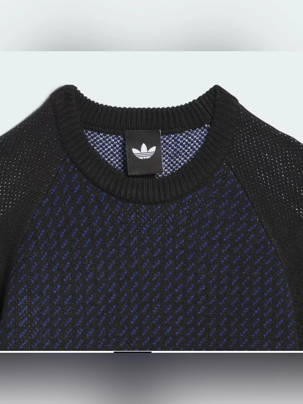 Adidas Men's Shmoofoil Sweater Black and Navy Crewneck Sweater